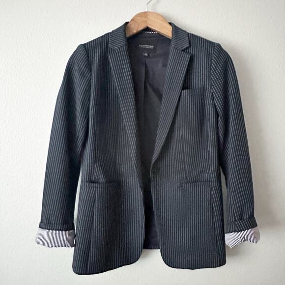 Banana Republic Long and Lean Navy Pinstripe Blazer Women's Size 8 - Picture 1 of 16